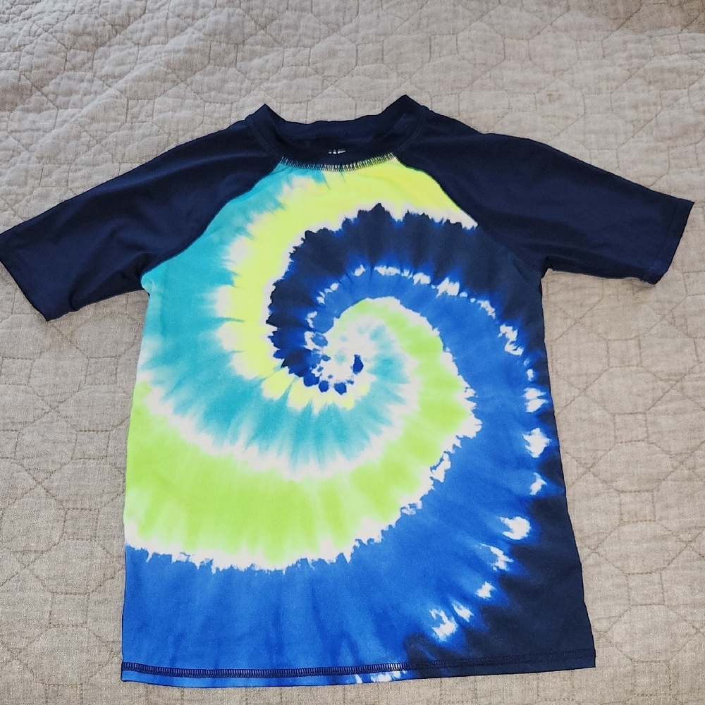 Land's End Boys Blue and Green Tie-Dye Rashguard